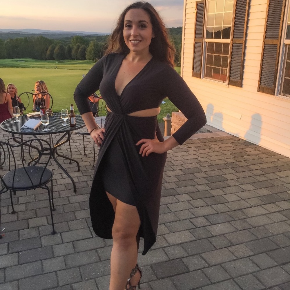 Black cut out high low dress